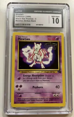 CGC 10 - 1999 Mewtwo # 3 WB Movie WOTC Black Star PROMO Pokemon Card - Image 1