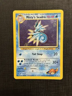 Prerelease Misty's Seadra 9/132 Gym Heroes Holo Rare Vintage Pokemon Card - NM - Image 1