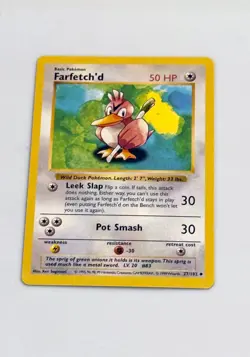 Shadowless Farfetch'd Pokemon Card 1999 Base Set WOTC TCG 27/102 - Image 1