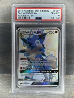 PSA 10 Lycanroc GX SV67/SV94 - Hidden Fates Shiny Vault - GEM MINT Pokemon Card - Image 1