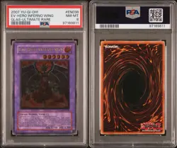 2007 Yu-Gi-Oh! Glas EN038 Evil Hero Inferno Wing Ultimate Rare PSA 8 - Image 3