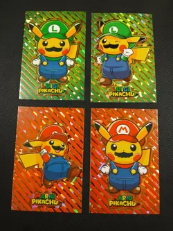 Pokemon 2024 Card Database Christmas Set Mario Luigi Pikachu 4x Set Gold Cracked - Image 1