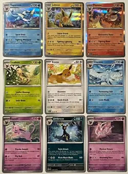 Pokemon TCG Eeveelutions Complete 9 Card Set Near Mint Eevee Collection - Image 1