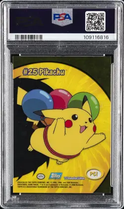 2000 TOPPS POKEMON TV ANIMATION CLEAR CARDS #PC1 PIKACHU PSA 9 - Image 2