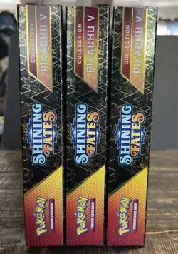 Pokemon Tcg: Shining Fates Pikachu V Collection Box Lot Of 3 Boxes New - Image 4