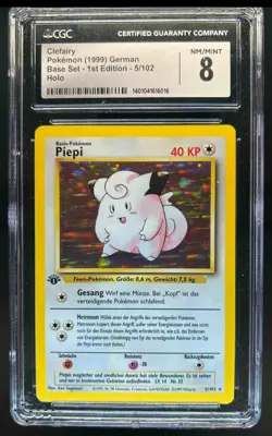 1999 Pokemon German 1st Edition Clefairy Holo #5/102 CGC 8 - Image 1
