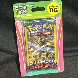 Pokemon TCG Sun & Moon Guardians Rising Dollar General 2 Mini Booster Packs+Card - Image 1