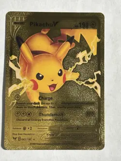 Pikachu V Gold Foil Fan Art Vinyl Collector Pokemon Display Card HP190 043/185 - Image 1