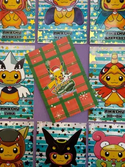 Gold Foil Stars PONCHO PIKACHU 9 Card Set! - Pokemon Merry Christmas Database - Image 2