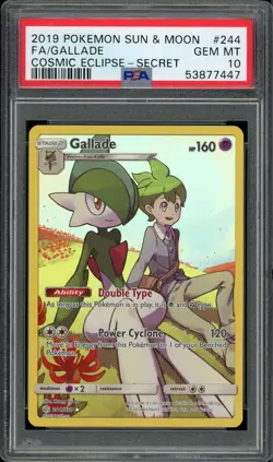 2019 Pokemon Sun & Moon Cosmic Eclipse Character Rare Gallade #244 PSA 10 - Image 1