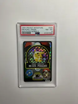1997 POCKET MONSTERS SEALDASS SER 2 #025 PIKACHU-PRISM PSA 8 - Image 1