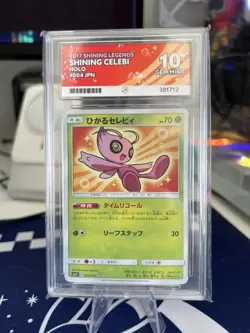 ACE 10 GEM MINT SHINING CELEBI 2017 POKEMON SUN & MOON SHINING LEGENDS JPN /004 - Image 1