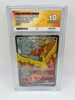 Team Rocket's Moltres EX 208/182 Pokemon Destined Rivals ACE 10 GEM MINT - Image 1
