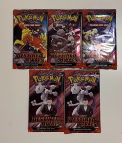Pokemon Destined Rivals Booster Packs Set Of FiveTotal (5 Individual Packs) - Image 1