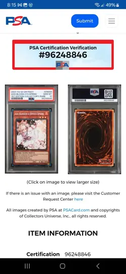 2023 Yu-Gi-Oh! RA01-EN008 Ash Blossom Collector's Rare PSA 10 *POP 21* - Image 3