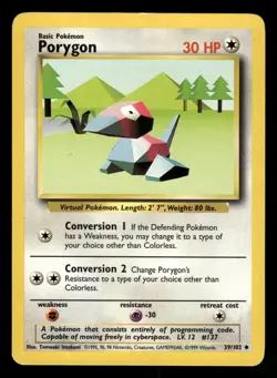 Porygon 39/102 Uncommon Base Set Pokemon Card - 2 - Image 1