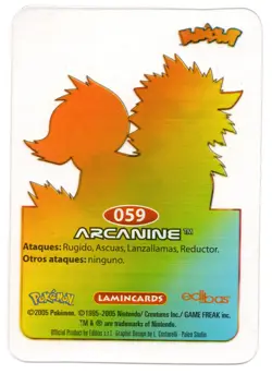 ARCANINE #059 LAMINCARD COLECCION POKEMON LAMINCARDS 2005 EDIBAS (USADA) - Image 2
