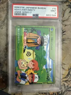 Pokemon Japanese Ash Casey Misty Bandai 2000 Anime Series 2 #10 PSA 9 MINT - Image 1