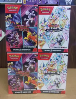 POKEMON (2) PRISMATIC EVOLUTIONS + (2) DESTINED RIVALS BUNDLE BOX LOT - Image 1