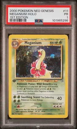 PSA 1 PR POOR Meganium 1st Edition 11/111 2000 Neo Genesis Pokemon POP 4 - Image 1