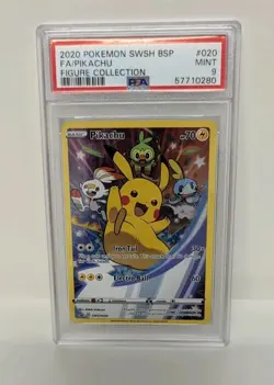 2020 Pokemon SWSH Promo Figure Collection Full Art Pikachu #20 PSA 9 MINT - Image 1
