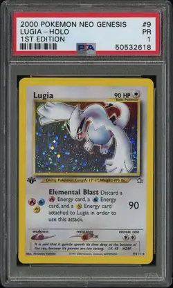 PSA 1 PR POOR Lugia 1st Edition 4/111 2000 Neo Genesis Pokemon POP 142 - Image 1