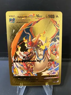 Charizard ASH Bond Form Vmax Gold Foil Fan Art Pokemon Display Card - Image 1