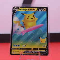 2021 Pokemon TCG SWSH Celebrations Ultra Rare 008/025 Surfing Pikachu V - Image 1