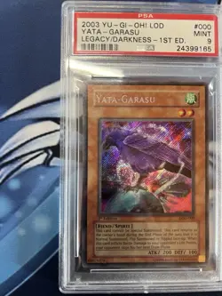 YuGiOh 2003 Yata-Garasu LOD-000 1st Edition PSA 9 Secret Rare Heavy Foilbleed - Image 4