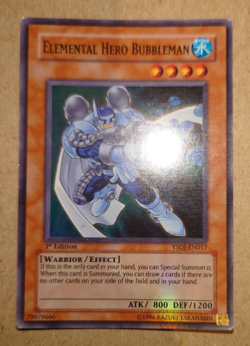 YUGIOH ELEMENTAL HERO BUBBLEMAN SUPER RARE YSDJ-EN017 1ST EDITION - Image 1