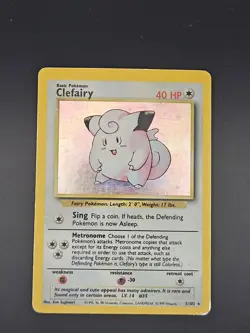Clefairy 5/102 Holo Rare Base Set WOTC Pokemon Card 1999 MP - Image 1
