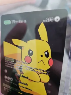 Pikachu Black Foil Fan Art Vinyl Collector Pokemon Card HP950 Thunderbolt - Image 4