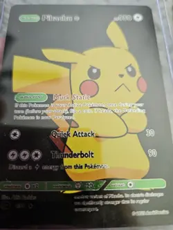 Pikachu Black Foil Fan Art Vinyl Collector Pokemon Card HP950 Thunderbolt - Image 5