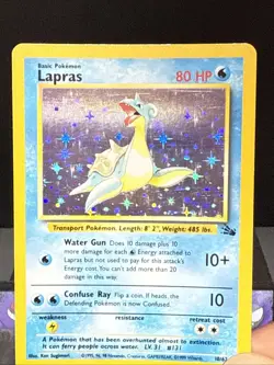 Pokemon Card Lapras 10/62 Rare Holo Fossil Set WOTC Light Play 2 - Image 2