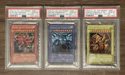 Yu-Gi-Oh! Slifer Sky Dragon Obelisk The Winged Dragon Ra GBI-001 002 003 PSA 10 - Image 1