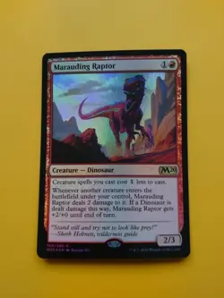 Marauding Raptor. Rare Dinosaur FOIL Core Set 2020. M20. MTG Card. - Image 1