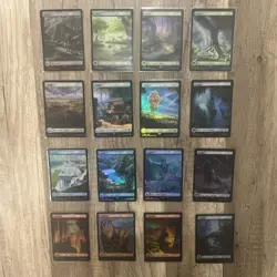 Final Fantasy Magic The Gathering Basic Lands Foil Cards Lot Of 16 MTG - Image 1