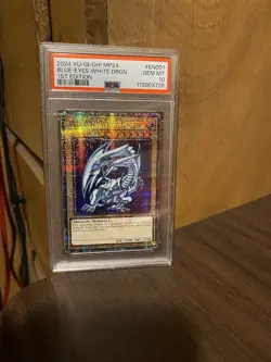 Yu-Gi-Oh PSA 10 Blue-Eyes White Dragon MP24-EN001 QCR 1st Edition - Image 1