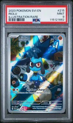 Pokemon TCG Riolu Illustration Rare 215/198 SV Base Set - PSA 9 Mint - Image 1