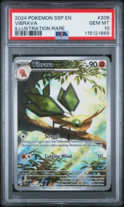 Pokemon TCG Vibrava Illustration Rare 206/191 Surging Sparks - PSA 10 Gem Mint - Image 1