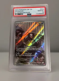 Pokemon TCG Houndour Illustration Rare 204/197 Obsidian Flames - PSA 10 Gem Mint - Image 1