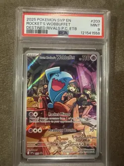 2025 POKEMON DRI POKEMON CENTER ETB PROMO #203 TEAM ROCKET'S WOBBUFFET PSA 9 - Image 1