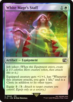 MAGIC THE GATHERING FINAL FANTASY WHITE MAGE'S STAFF (FOIL) C 42 FIN MTG FCA TCG - Image 1