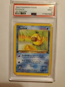 1999 Pokemon Fossil # 53 Psyduck 1st Edition PSA 9 Mint - Image 1