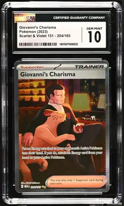 2023 Pokemon SV 151 MEW EN Giovanni's Charisma #204/165 CGC 10 - Image 1