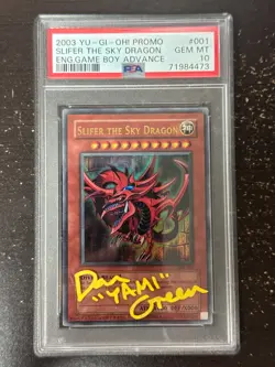 PSA 10 YuGiOh TCG Slifer the Sky Dragon Signed by Yami Yugi Voice Actor - Image 1