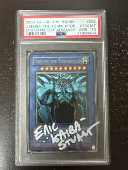 PSA 10, YuGiOh TCG, Obelisk The Tormentor Promo Signed by Seto Kabia Voice Actor - Image 1