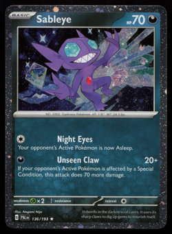 Sableye 136/193 Paldea Evolved Cosmos Holo Promo (with swirl) NM Pokemon Card - Image 1