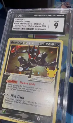 Greninja Gold Star Celebrations Promo Pokemon Card CGC 9 Error Holo Bleed Swirl! - Image 3