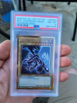 YUGIOH! PSA 8 NM-MT 2020 Red-Eyes Black Dragon MAGO-EN003 1st Edition Gold Rare - Image 1